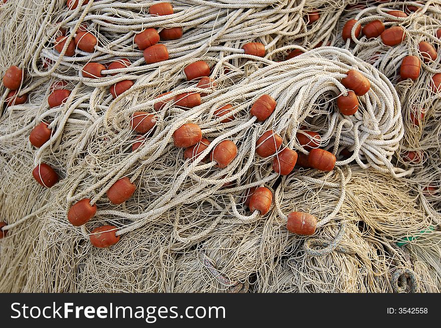 Detail of old fishermans net