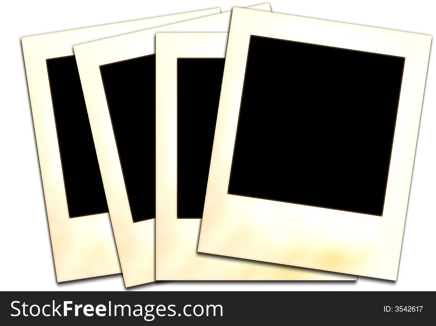 Four aged photo frames isolated on white background, illustration