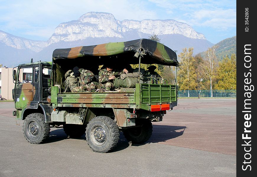 Troop transport mountain hunter of french army