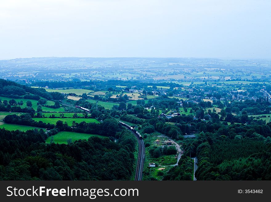 A ponoramic view from the tower at the 3 borders point in Vaals The Netherlands overlooking the German border area. A ponoramic view from the tower at the 3 borders point in Vaals The Netherlands overlooking the German border area.