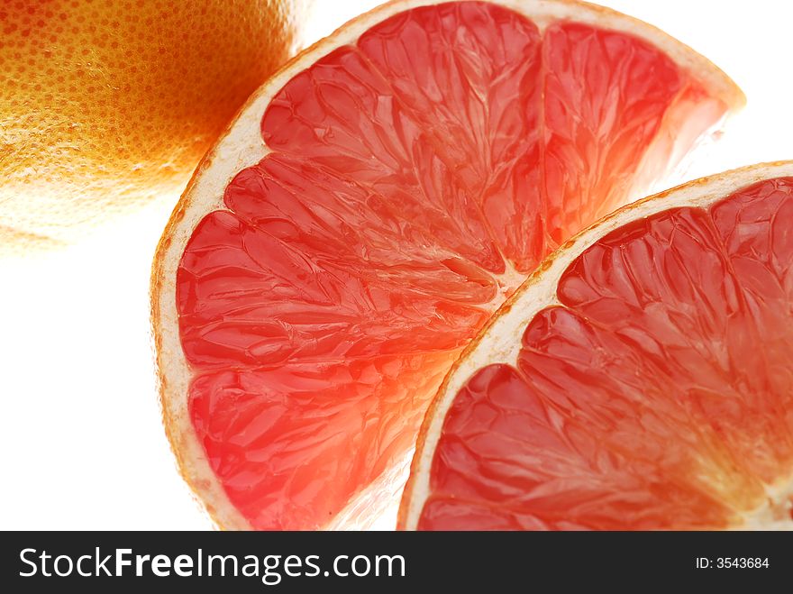 Red grape fruit on white background