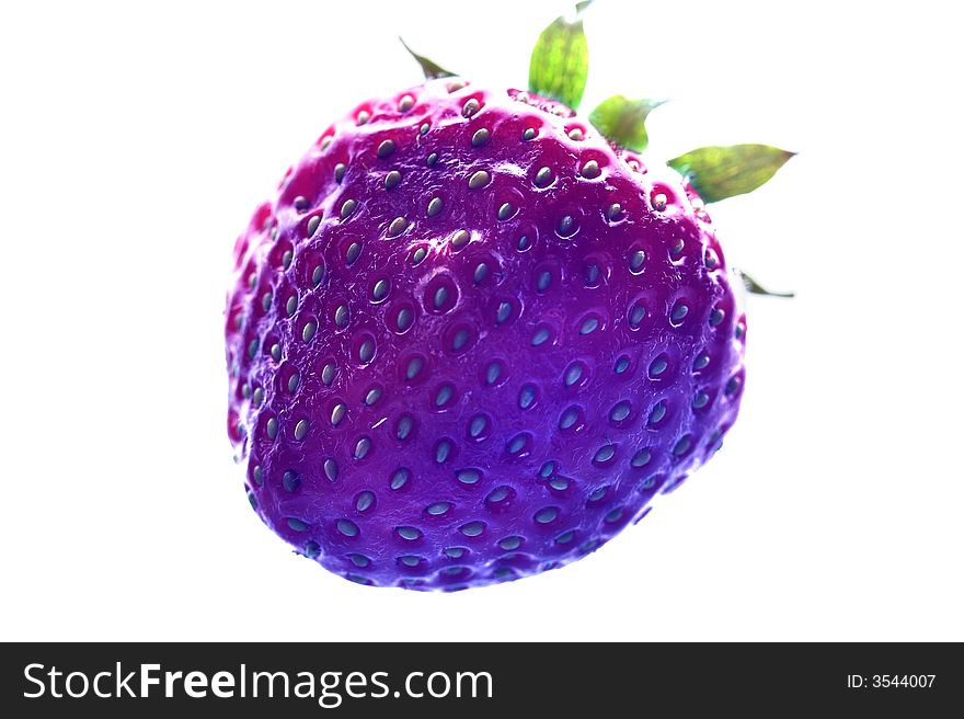 Dark-violet berry of a strawberry on a white background