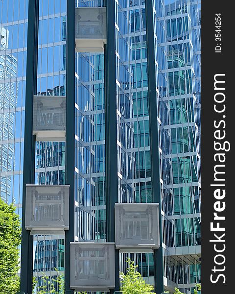 Reflections of steel and glass in Vancouver downtown (British Columbia, Canada).