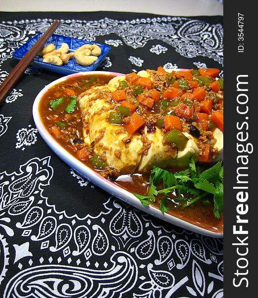 Close-up of Chinese Tofu Dish. Close-up of Chinese Tofu Dish