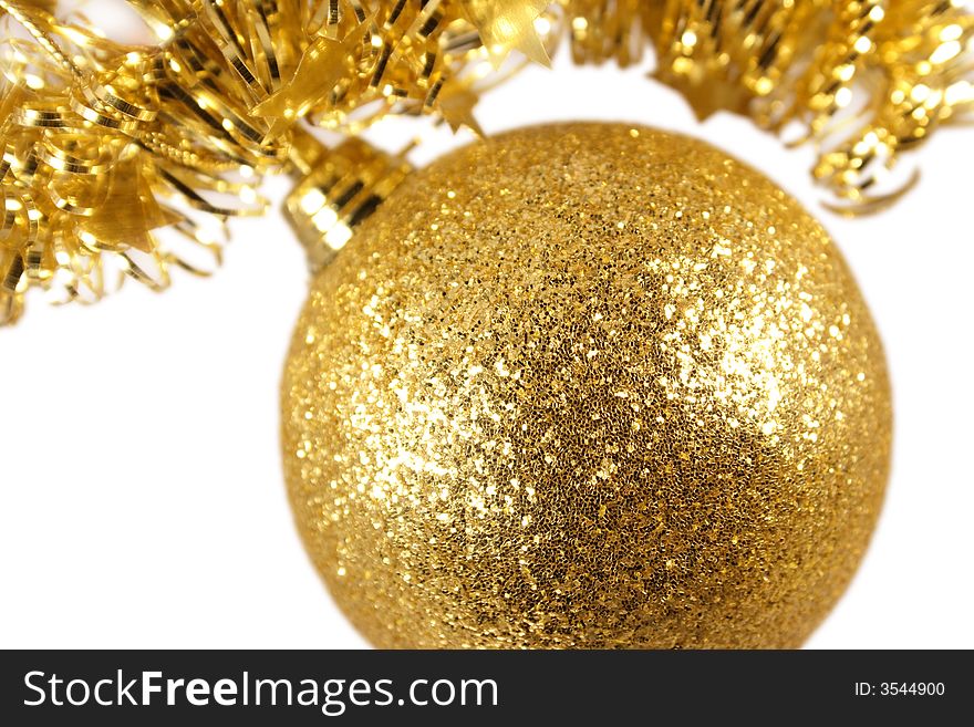 Golden christmas ball isolated