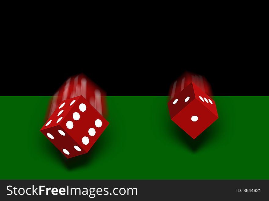 Rolling red dice with white dots illustration. Rolling red dice with white dots illustration