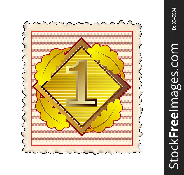 Vector art of a Stamp with number one