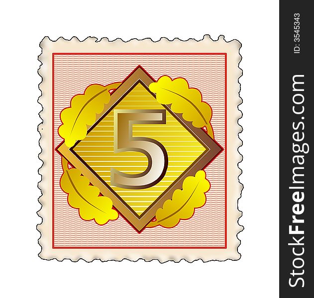 Vector art of a Stamp with number 5