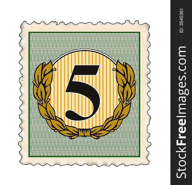 Vector art of a Number five stamp icon