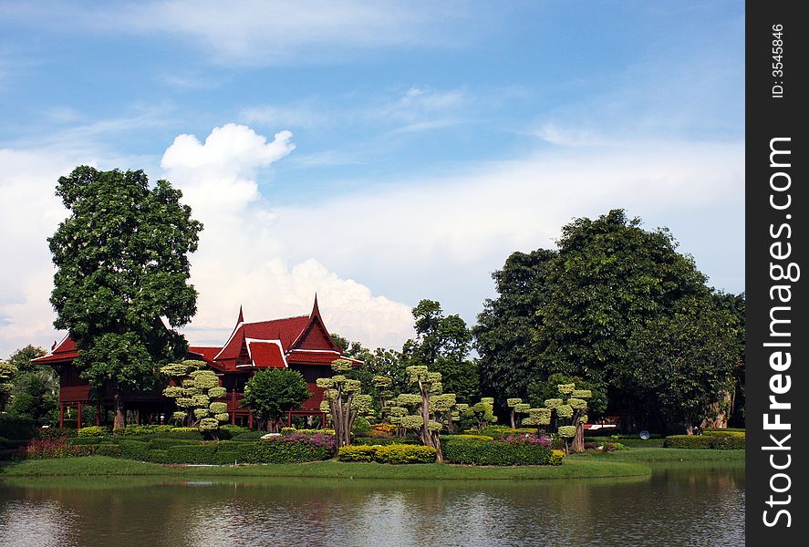 Traditional Thai garden with a house. Traditional Thai garden with a house