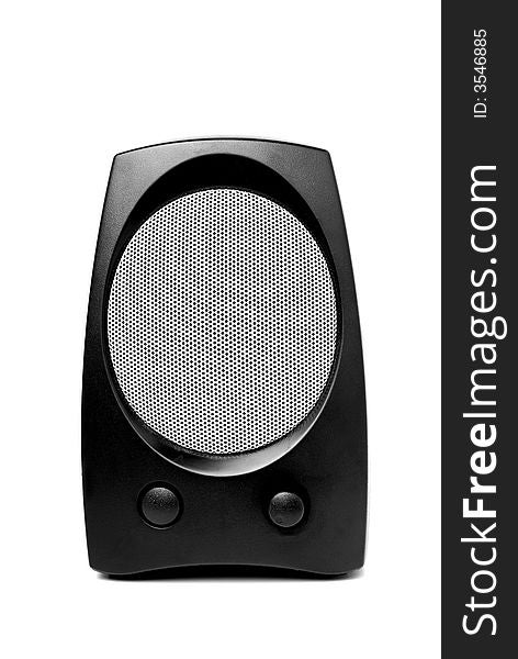 Black audio speaker isolated on white background. Black audio speaker isolated on white background