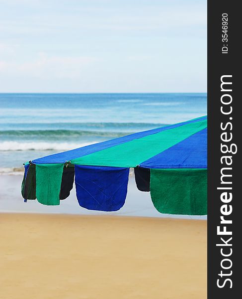 Close-up of a beach umbrella - summertime scenic.