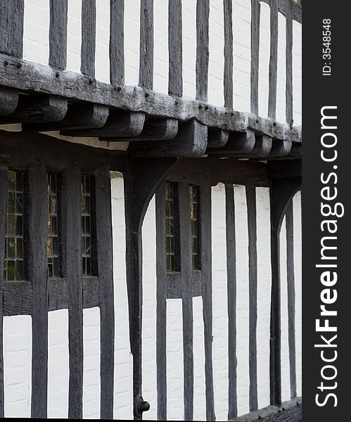 Detail of a historic timber-framed building. Detail of a historic timber-framed building.