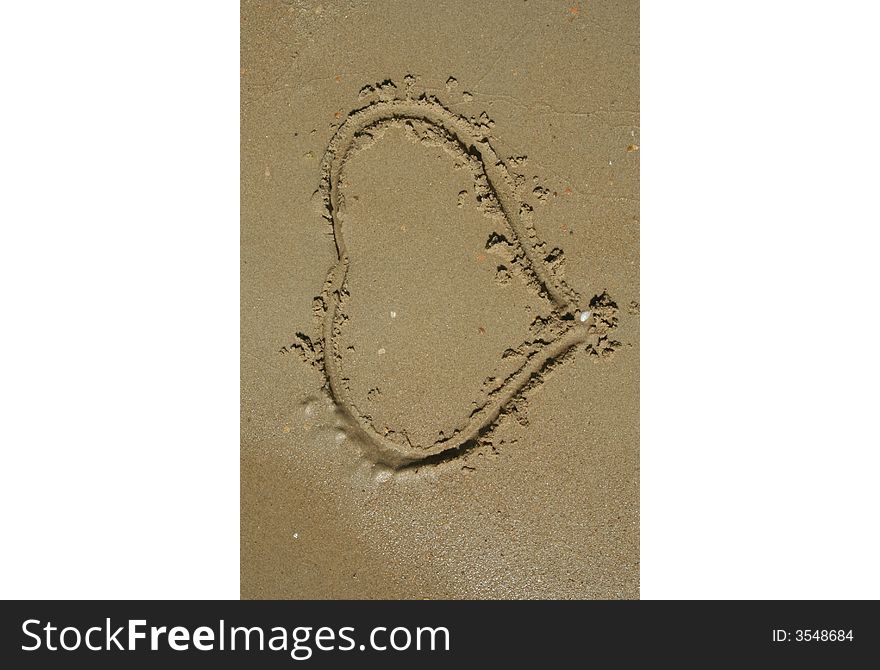 Heart shape on the sand beach. Heart shape on the sand beach