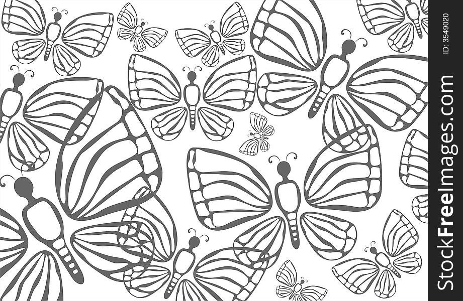 White Butterflies Background