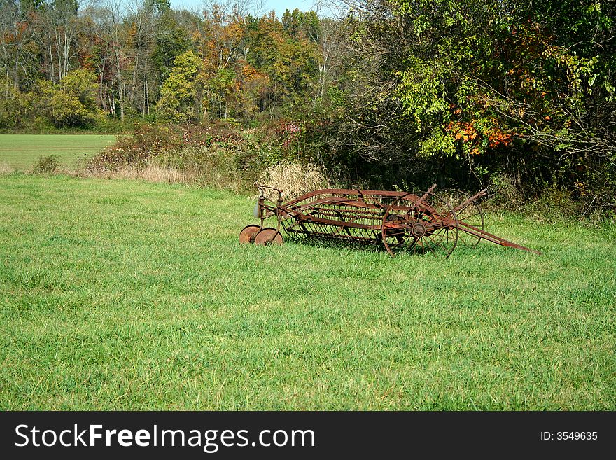 An old piece of farm equipment