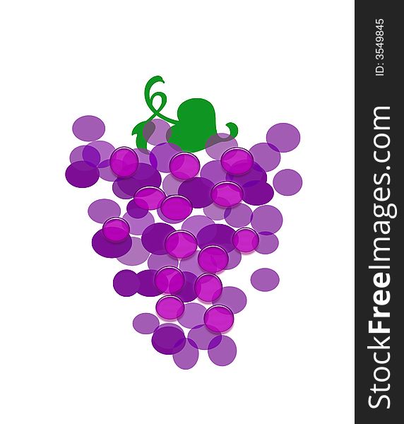 Colorful  purple grapes  on white background illustration. Colorful  purple grapes  on white background illustration