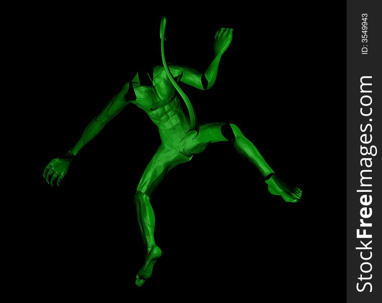Render of green monster without head on the black background. Render of green monster without head on the black background