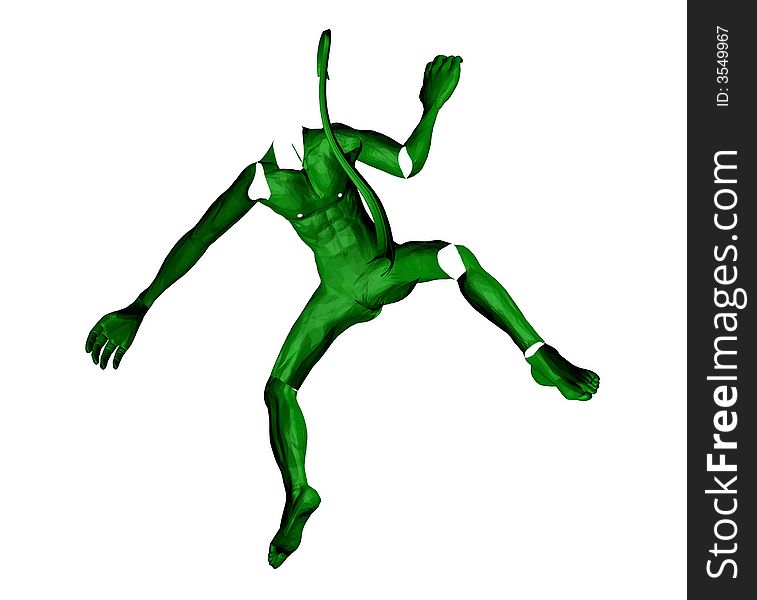 Render of green monster without head on the white background. Render of green monster without head on the white background