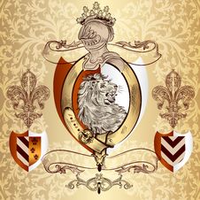Heraldic Design With Lion And Knight Stock Photos Heraldic Design With Lion And Knight Stock Photos