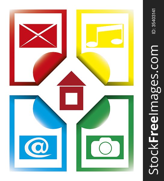 Vector media concept - project manager - icons and concept