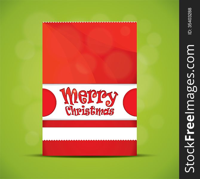 Red Christmas card on green background