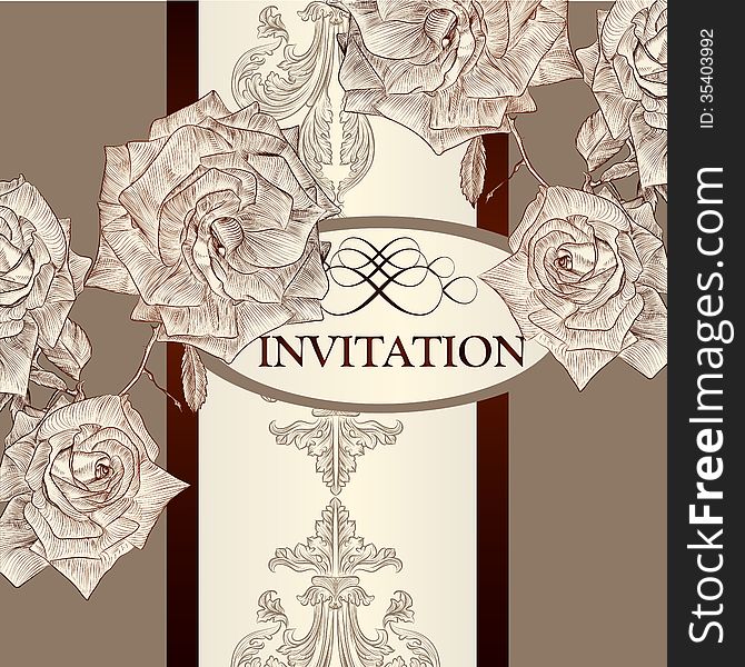 Invitation Card Design With Roses