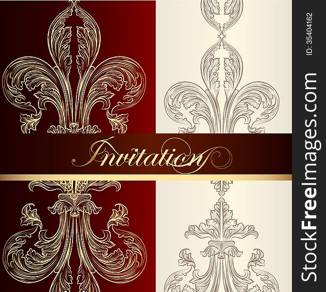 Luxury Invitation  Design With Fleur De Lis