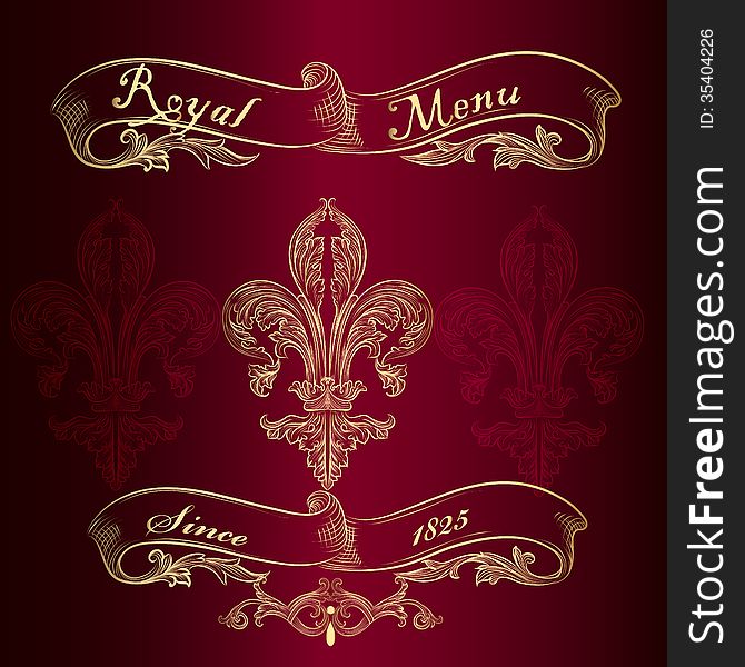 Royal menu design with fleur de lis