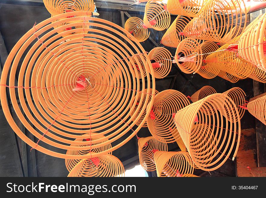 Incense, spirals, A-Ma temple, Macau.