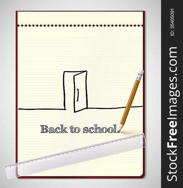 Welcome back to school, notebook with inscription vector illustration. Welcome back to school, notebook with inscription vector illustration.