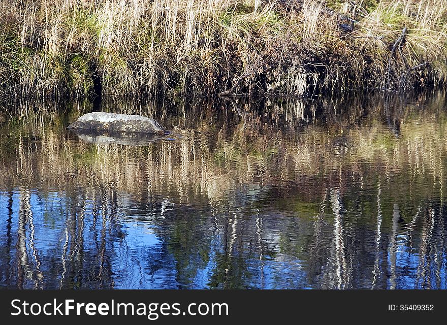 Countryside river with colors and shade in outdoor scene. Countryside river with colors and shade in outdoor scene