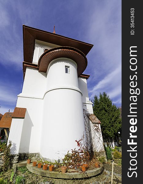 Small church inside Sambata de Sus Monastery resort - in the heart of Carpathian chain of mountains - a sunny autumn sunday right after the liturgy.