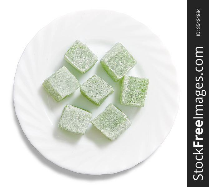 Turkish Delight On A Plate Isolated