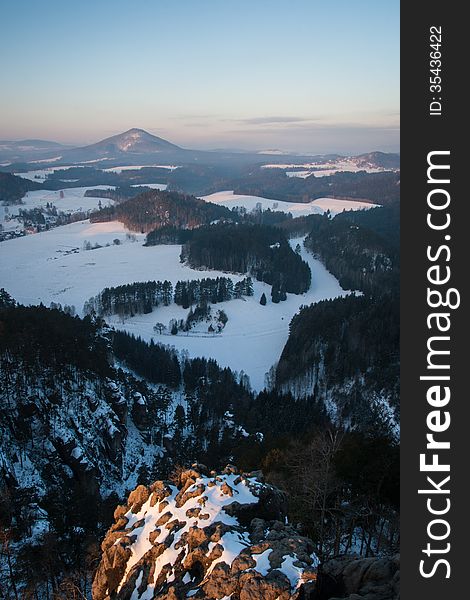 Landscape with snow in the mountain.