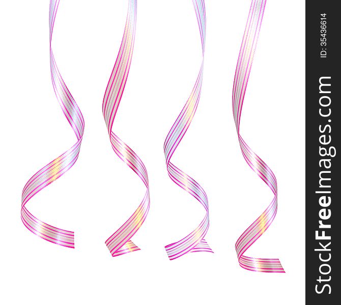 Shiny curling ribbons or party serpentine set for design.