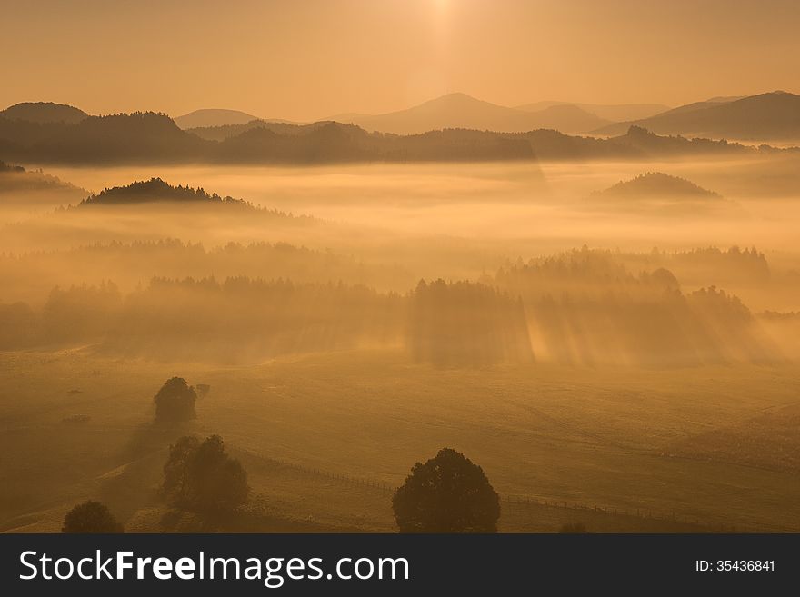 Landscape with fog