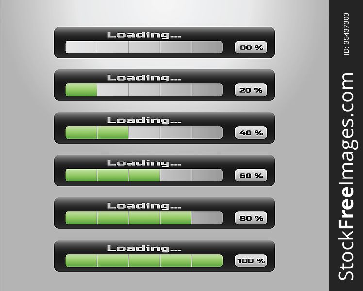 Green loading bars on gray background