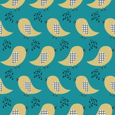Seamless Pattern With Singing Birds On A Dark Back Royalty Free Stock Photography