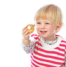 Portrait Of A Little Girl Holding A Christmas Ball, Celebration, Royalty Free Stock Image Portrait Of A Little Girl Holding A Christmas Ball, Celebration, Royalty Free Stock Image