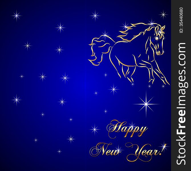 Vector Sketch Brochure with Horse in the Night Sky with Stars. Vector Sketch Brochure with Horse in the Night Sky with Stars