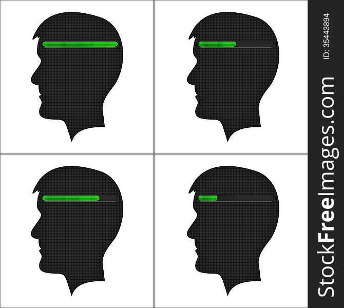 Set Of Heads With Loading Symbol.