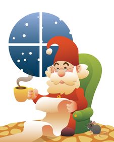 Quiet Santa Claus Reading List At Home Stock Photography
