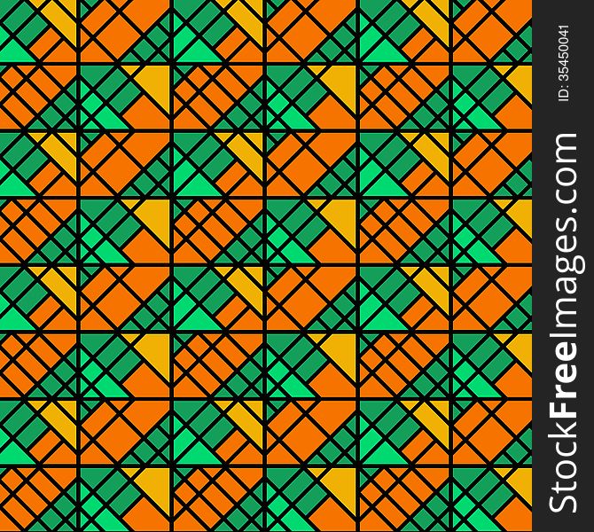 Bright Orange and Green Geometric Pattern