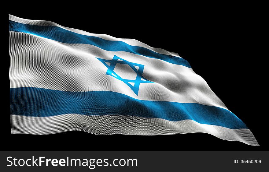 Israel flag 3D looping video animation. Full HD resolution. High quality grunge texture.