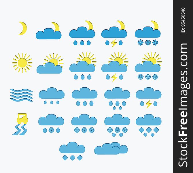 Set of Minimalistic Weather Icons, isolated