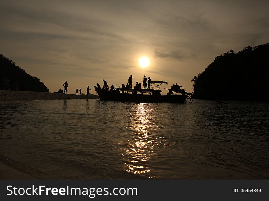 Outdoor shot of people silhouette