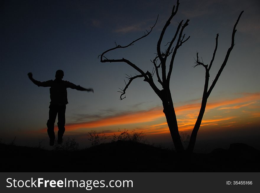 Outdoor shot of man silhouette