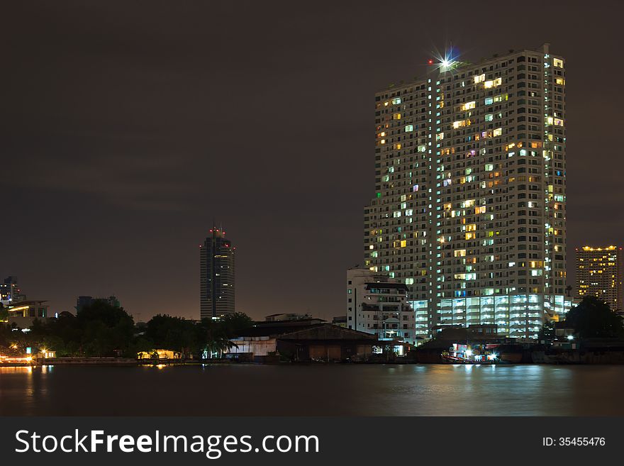 Modern architectures or buildings in night asia cityscape. Modern architectures or buildings in night asia cityscape