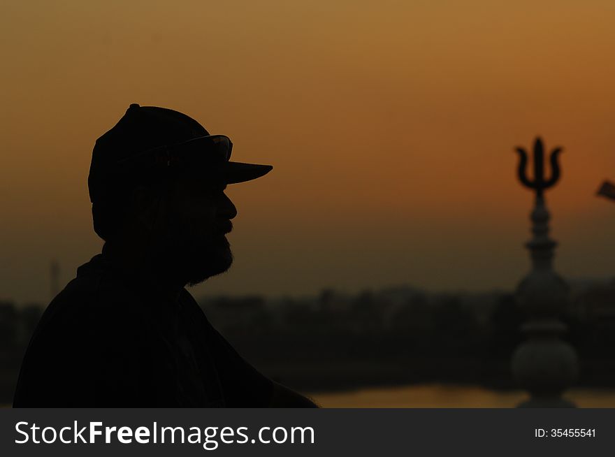 Outdoor shot of man silhouette